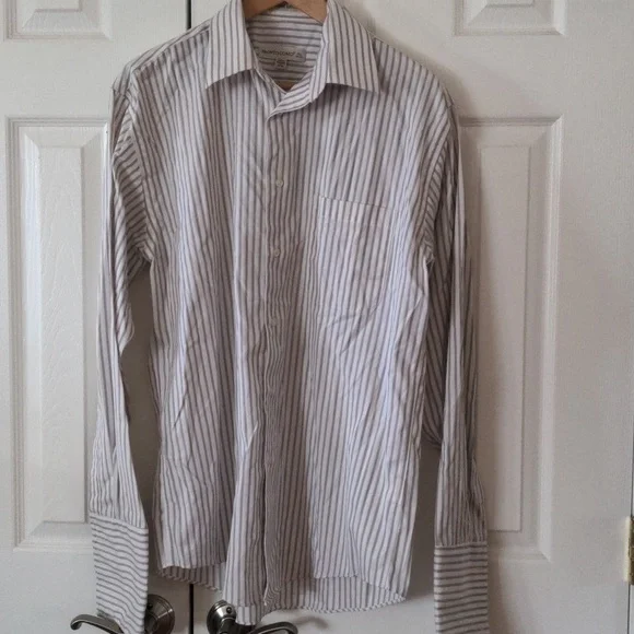 Pronto Uomo | Shirts | Pronto Uomo Gray Striped French Cuff Dress Shirt |  Poshmark